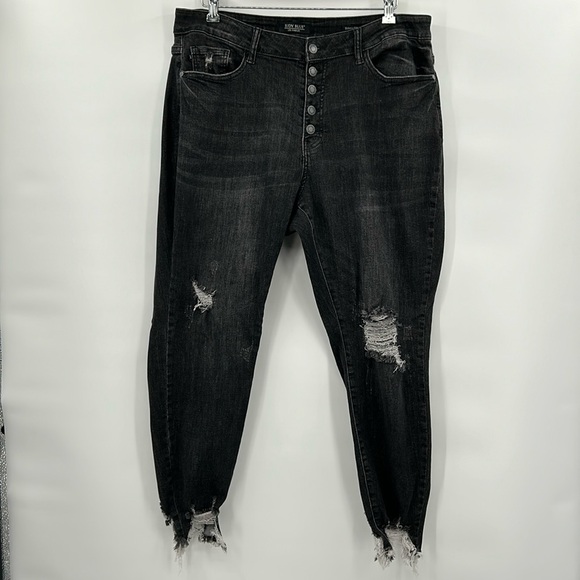 Judy Blue Black‎ Skinny Fit Distressed Jeans Women's 20W JB84169 Button Fly - Picture 2 of 8